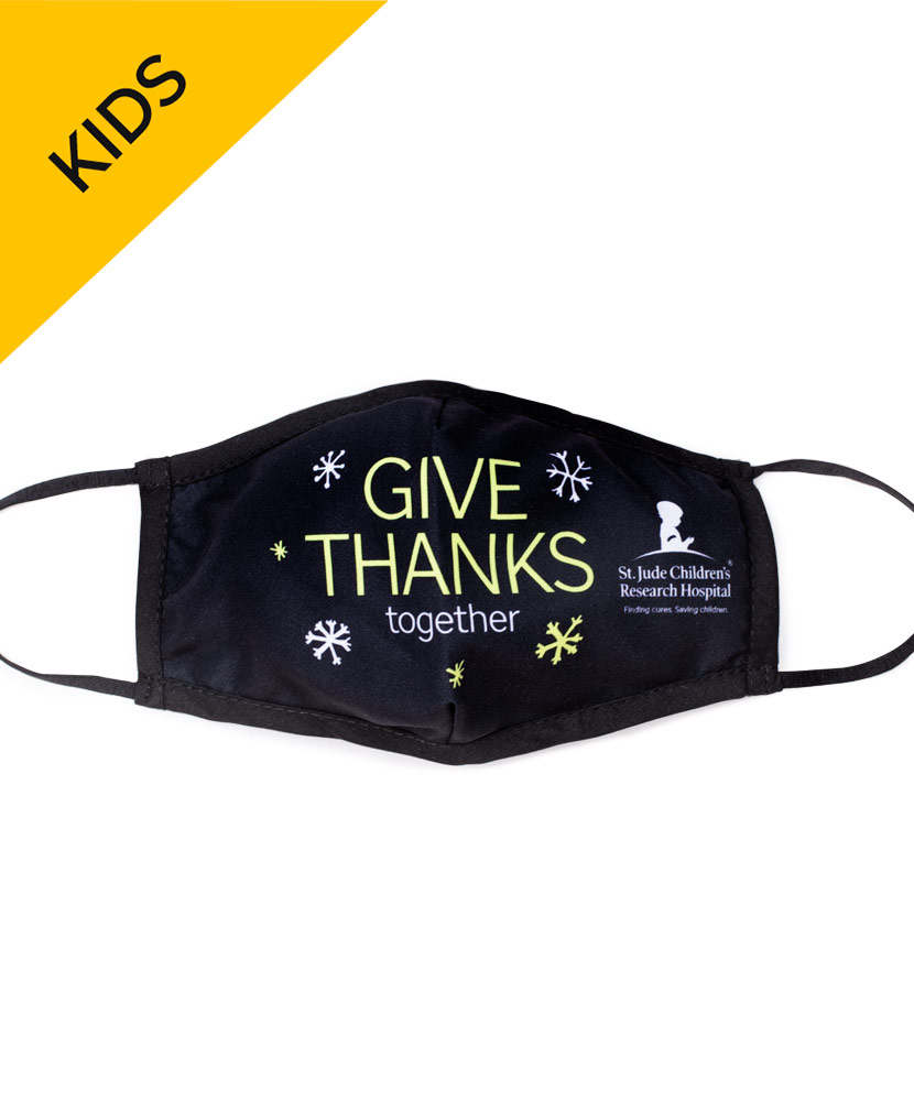 Give Thanks Together Black KIDS Face Mask with Filter Pocket